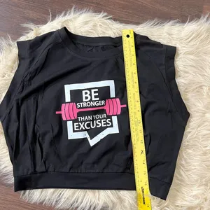 "Be Stronger Than Your Excuses" Graphic Crop Top Cotton L thumbnail 7