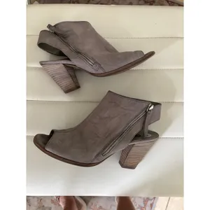 Paul Green Taupe Grey Leather Peep Toe‎ Slingback Booties Size 6 Made in Austria thumbnail 5