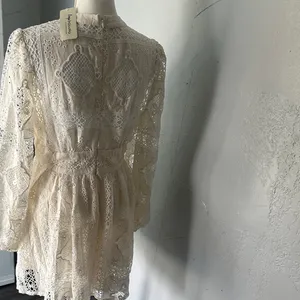 Impressions Cream Long Sleeve Lace Dress thumbnail 7