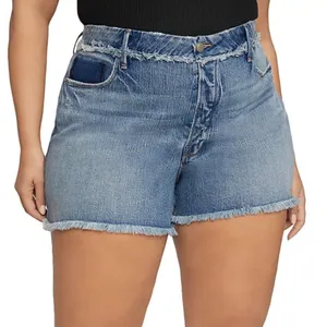 Good American Bombshell Jean Shorts Shadow Pocket Raw Hem Blue Size 20 Festival thumbnail 3