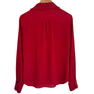 Aritzia Sunday Best‎ Button Down Festive Long Sleeve Shirt Blouse Top M Red thumbnail 6