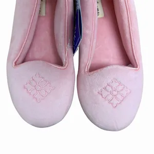 Dearfoams Sz S (5/6) Sugar Pink Microfiber Velour Indoor/Outdoor Memory Slippers thumbnail 2
