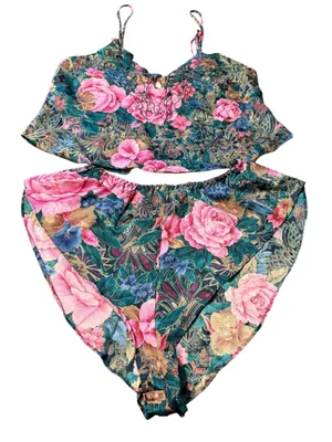 Victoria's Secret Heritage Gold Label Satin Lingerie Set Size M Floral thumbnail 1