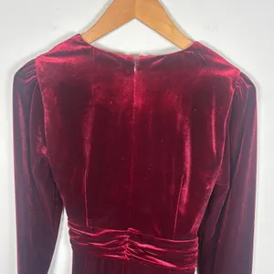 Antonio Melani Burgundy Red Velvet Long‎ Sleeve Wide Leg Jumpsuit Size 2 Holiday thumbnail 7