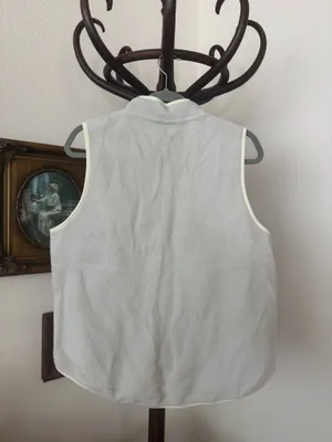 Beige/Gray Fleece Zip Up Vest thumbnail 3