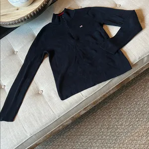 Ralph Lauren Polo Jeans Navy Red Quarter Zip Sweater Size Large thumbnail 4
