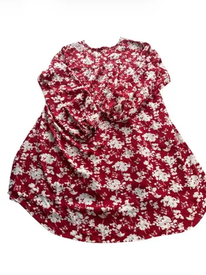 Dokotoo Women Size XL Red Floral Long Sleeve V-Neck Crochet Trim Babydoll Dress thumbnail 9