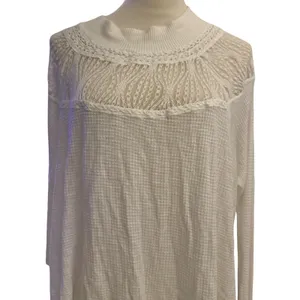 Free people Spring Valley Lace Trim Ivory Knit‎ Top Oversized Size XS thumbnail 4