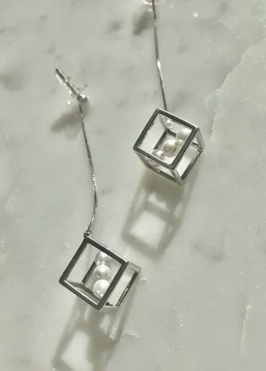 Urban Outfitters Silver Cube Earrings thumbnail 1