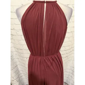 NWT David’s Bridal Soft Mesh Halter Bridesmaid Dress with Slim Sash Wine Maxi 8 thumbnail 8