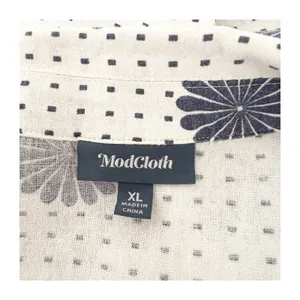 Modcloth Cropped Blouse Womens XL White Floral Dot Linen Blend Tie Front Beachy thumbnail 9