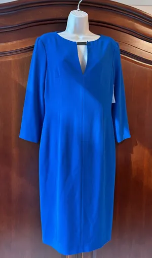 Joseph Royal Blue Midi V-Notch Sheath Dress thumbnail 1