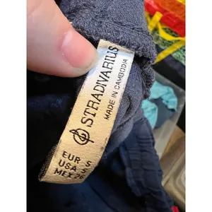 Stradivarius Women's Sz Small Shorts Pull On Elastic Tie Waist Pockets Blue Gray thumbnail 8