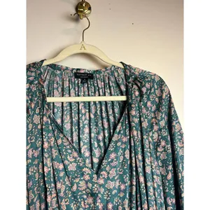 Anthropologie Current Air Tiered Green and Pink Floral Mini Dress Sz. S thumbnail 7