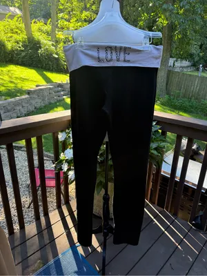 Vintage Victoria's Secret Foldover Yoga Leggings L Black/Gray High Rise Logo thumbnail 3