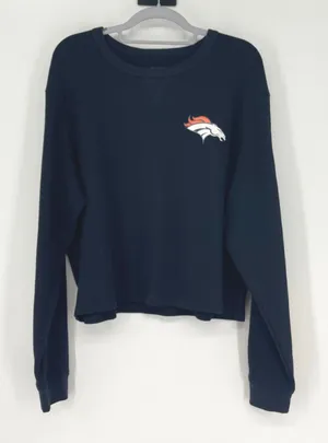 NFL Denver Broncos New Era Team Apparel‎ Long Sleeve Cropped Top XXL Black Logo thumbnail 1