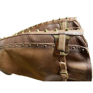 Gianni Bini Steampunk Boots Size 5.5 Mid Calf Low Heel Brown Leather Wrap Strap thumbnail 8