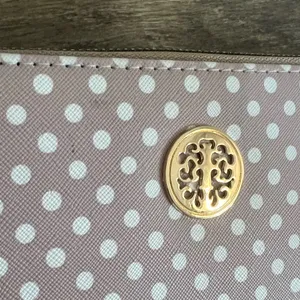 Zip Around Wallet Tan with White Polka Dots 7.5 x 3.5” thumbnail 2