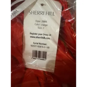 Sherri Hill 50841 Orange Beaded Halter‎ Open Back Gown NWT Size 4 thumbnail 4