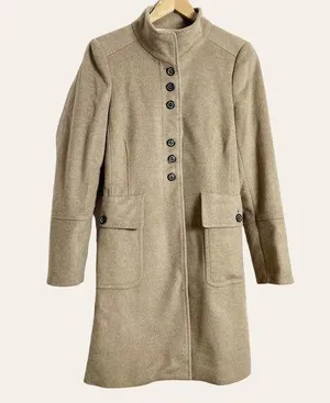 Zara Taupe Brown Single Breasted Wool Blend Over Coat Size Small thumbnail 1