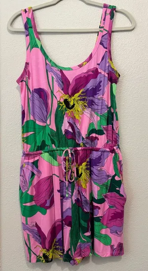 Express Pink, Purple & Green Floral Romper thumbnail 1