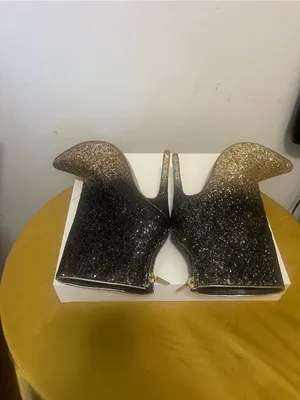 Shoe Dazzle Black to Gold Ombre Glitter Stiletto Ankle Boots thumbnail 9