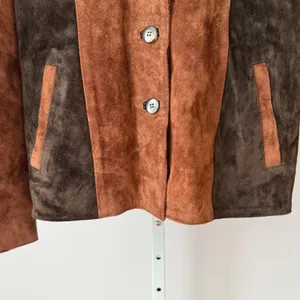 Macy Leather Clothes sz S Vintage Suede Colorblock Western Jacket Brown‎ Hippie thumbnail 3