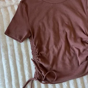 Zara Short Sleeve Brown Ruched Tee thumbnail 2