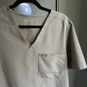 FIGS Beige Catarina Scrub Top thumbnail 3