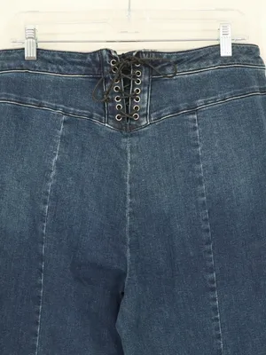 We The Free Free People CRVY Lace-Up Flare Jeans 33 Dark Wash High Rise Boho thumbnail 13