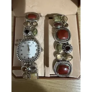 Vivian Woman's Watch & Matching Bracelet With Stone Gem Accents‎ New In Box READ thumbnail 3