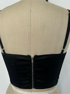 Satin Black Corset Bustier Top Size M thumbnail 3