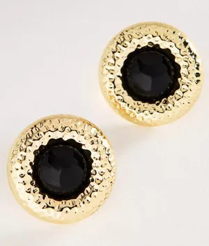 NWT By Anthropologie Tiger's Eye Button Post Earrings thumbnail 1