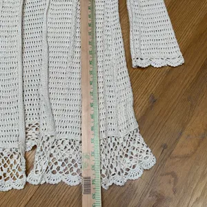 Pink Lily Womens Crochet Knit‎ Duster Cardigan Ivory Cream Tie Front JB-A7126 S thumbnail 4