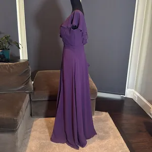 Women’s Purple Flutter Sleeve Full Length Bridesmaid Dress Corset Back Size 10 thumbnail 7
