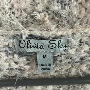 Olivia Sky Women's Sleeveless Open Front Cardigan Sweater Beige Size M Boho Knit thumbnail 5