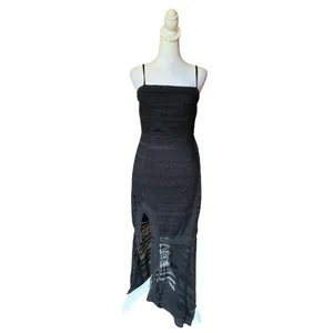 Lulus Absolute Elegance Black Lace Sleeveless Midi Dress Slit Womens Small NEW thumbnail 3