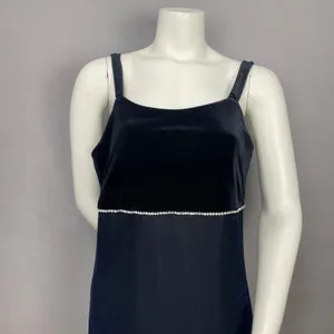 Vintage 90s Prom Dress Velvet FLAWS Empire Waist Sparkly Mesh Evening Blue Black thumbnail 3