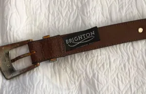 Brighton Vintage cowboy belt . Croc embossed Leather & silver M. thumbnail 5