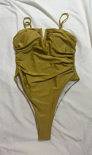 Chartreuse One Piece Swimsuit Yellow Size M thumbnail 1
