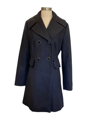 Betsey Johnson Wool Longline Coat In Dark Grey Size 8 thumbnail 2