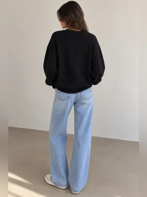 2IV&CDUPE Duck Goose Appliqué Oversized Knit Sweater – Dark Navy/Black – S/M thumbnail 3