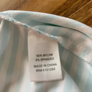 Lulu B Small Aqua Stripe UPF Top Lace Sleeve Coastal Beach Resort Cruise thumbnail 13