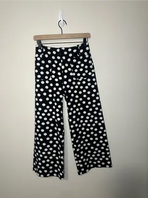 Anthropologie Colette Cropped Wide-Leg Trousers Maeve Ponte Edition polka dot 27 thumbnail 2