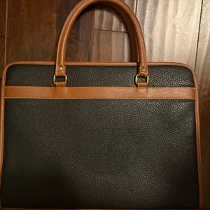 Kathie Lee 1990s Vintage Briefcase Tote Bag Handbag Brown Cognac Leather thumbnail 8