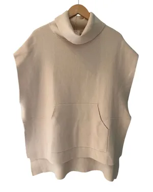 Kerisma Oversized Sweater Vest Cream Angora Blend Mock Neck Pocket S/M thumbnail 1