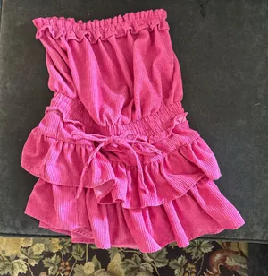 Day Moon Ruffle Corduroy strapless romper Pink thumbnail 1