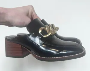 Steve Madden Black Loafers with Gold Chain Sz 6 thumbnail 10