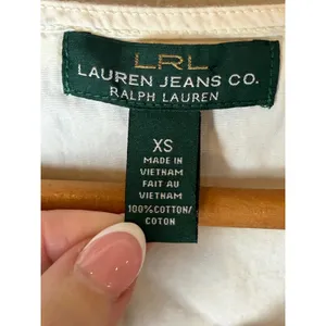 Lauren Ralph Lauren Top Women XS Blue White Lace Up Striped Knit Preppy Coastal thumbnail 8