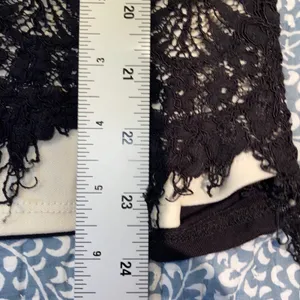 Black Lace Overlay Top Medium High Neck Keyhole Blouse Dark Academia Whimsigoth thumbnail 7